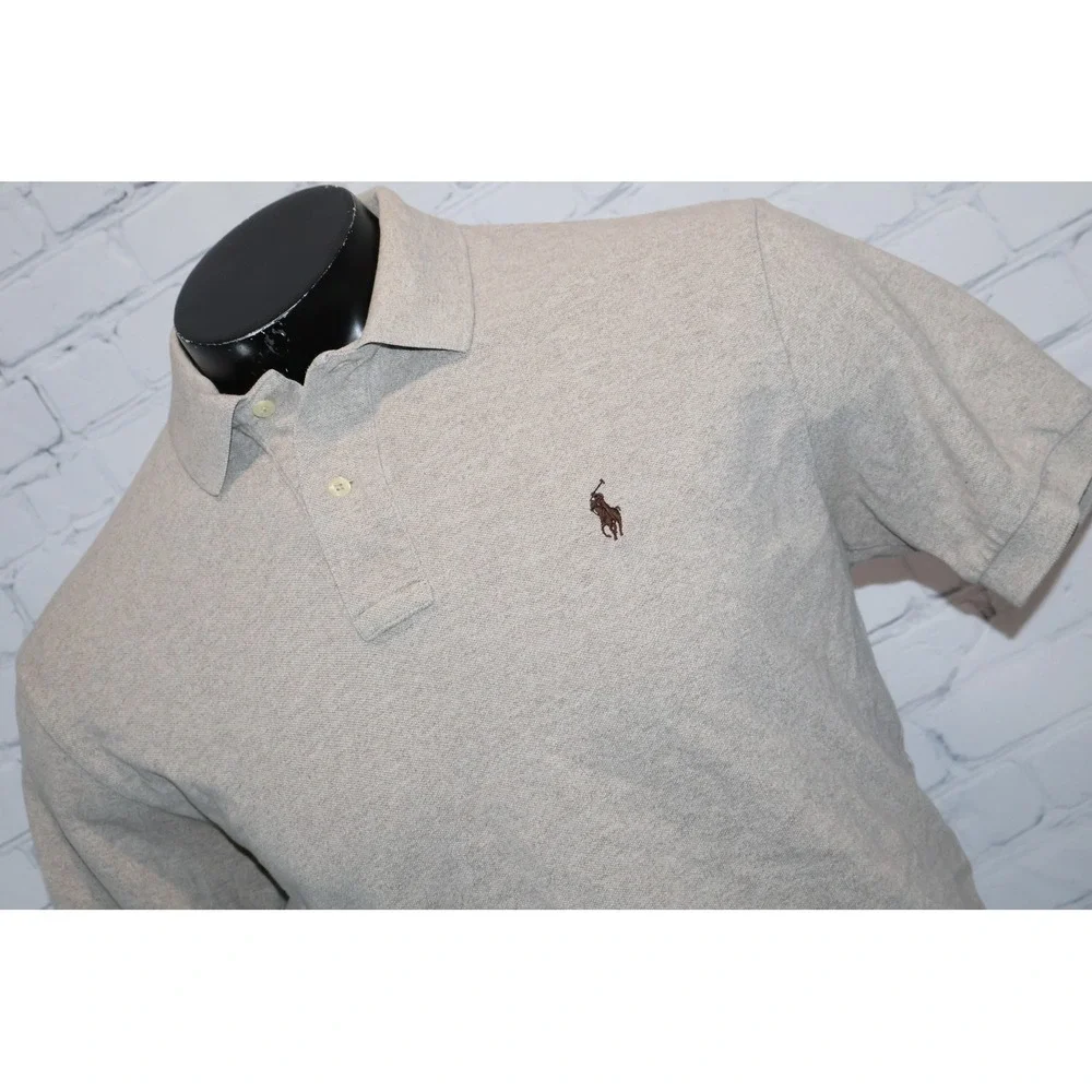 Polo Ralph Lauren Polo Shirt Mens Large Tan Golf Pique Cotton Pony Logo